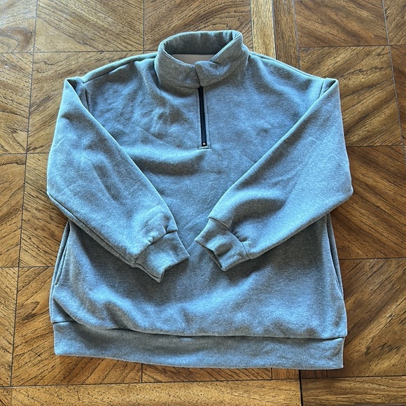 BLENCOT Women Half Zip Oversized Sweatshirt Long Sleeve Drop Shoulder Fleece XL - Picture 2 of 5